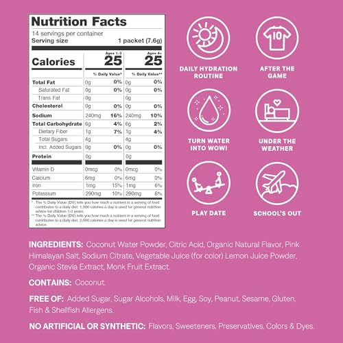 Image 2 of Cure Hydration Kids Electrolyte Drink Powder Fruit Punch 14 Packets