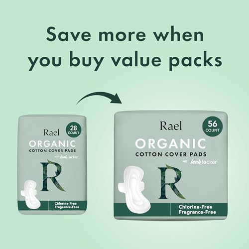 Image 5 of Rael Organic Cotton Cover Sanitary Pads for Women, Light (Petite, 28 Ct)