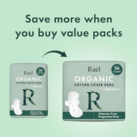 Thumbnail for Image 5 of Rael Organic Cotton Cover Sanitary Pads for Women, Light (Petite, 28 Ct)