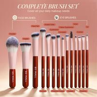 Thumbnail for Image 6 of BS-MALL Makeup Brushes Foundation Powder Concealers Eye Shadows Makeup Set with LED Light Mirror 14 Pcs