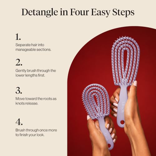 Image 7 of Kitsch Flexi Flow Duo Detangler Brush, Hair Brushes For Women- Soft Violet