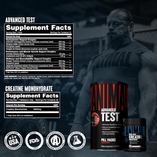 Image 6 of Animal Test + Creatine, Mens Testosterone Booster Supplement | 21 Packs