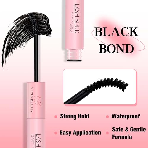 Image 3 of VEYESBEAUTY Lash Bond and Seal Waterproof 2 in 1 Cluster Lash Glue Black