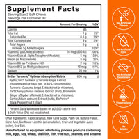 Thumbnail for FORCE FACTOR Better Turmeric Supplement 400mg with Black Pepper & Ginger, Extra Strength Joint Support, Superior Absorption, Like Turmeric Gummies, Fruit Splash, 60 Turmeric Chews