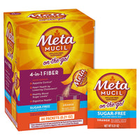 Thumbnail for Metamucil On-the-Go Packets, Sugar-Free, 44 Packets, 4-in-1 Psyllium Husk Fiber Supplement, Orange Flavored, Individual Servings Great for Travel, Fiber Supplement for Digestive Health and Regularity