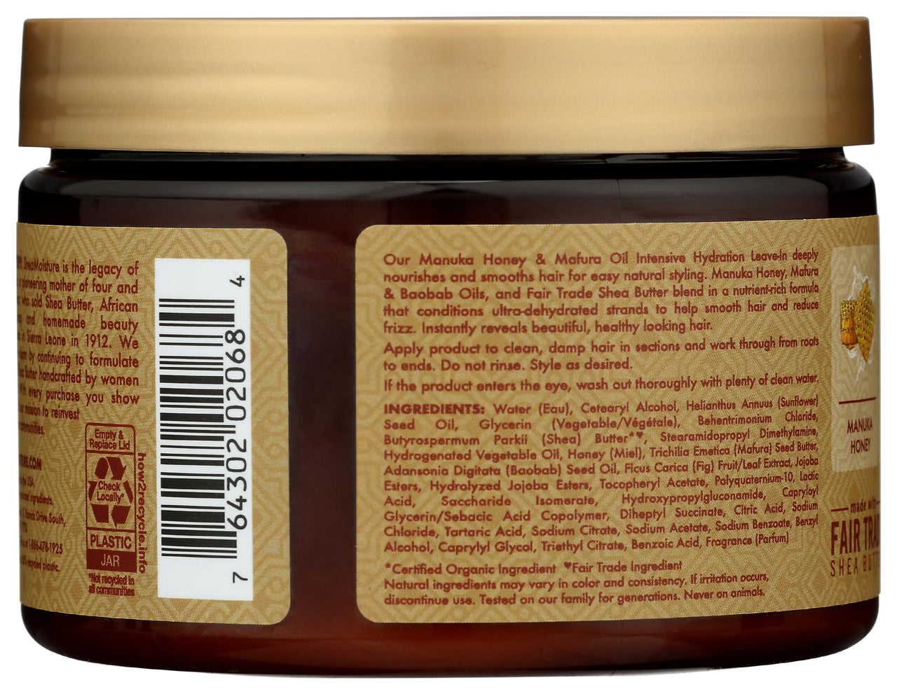 SheaMoisture Intensive Hydration Leave-in Conditioner for Curly Hair Manuka Honey and Mafura Oil Hair Conditioner to Strengthen and Restore Hair 11.5 oz