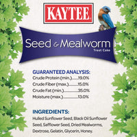 Thumbnail for Kaytee Wild Bird Seed & Mealworm Seed Cake Food For Bluebirds, Chickadees, Woodpeckers and More, 1.4 Pound