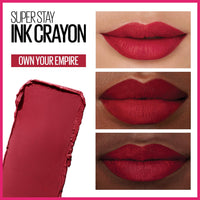 Thumbnail for Maybelline Super Stay Ink Crayon Lipstick Makeup, Precision Tip Matte Lip Crayon with Built-in Sharpener, Longwear Up To 8Hrs, Own Your Empire, Blue Red, 1 Count