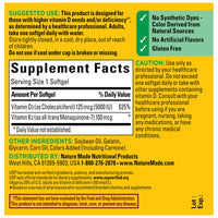 Thumbnail for Nature Made Vitamin D3 K2 Supplement, 5000 IU (125 mcg) Vitamin D for Bone, Teeth, Muscle and Immune Support, 30 D3 and K2 Softgels, 30 Day Supply
