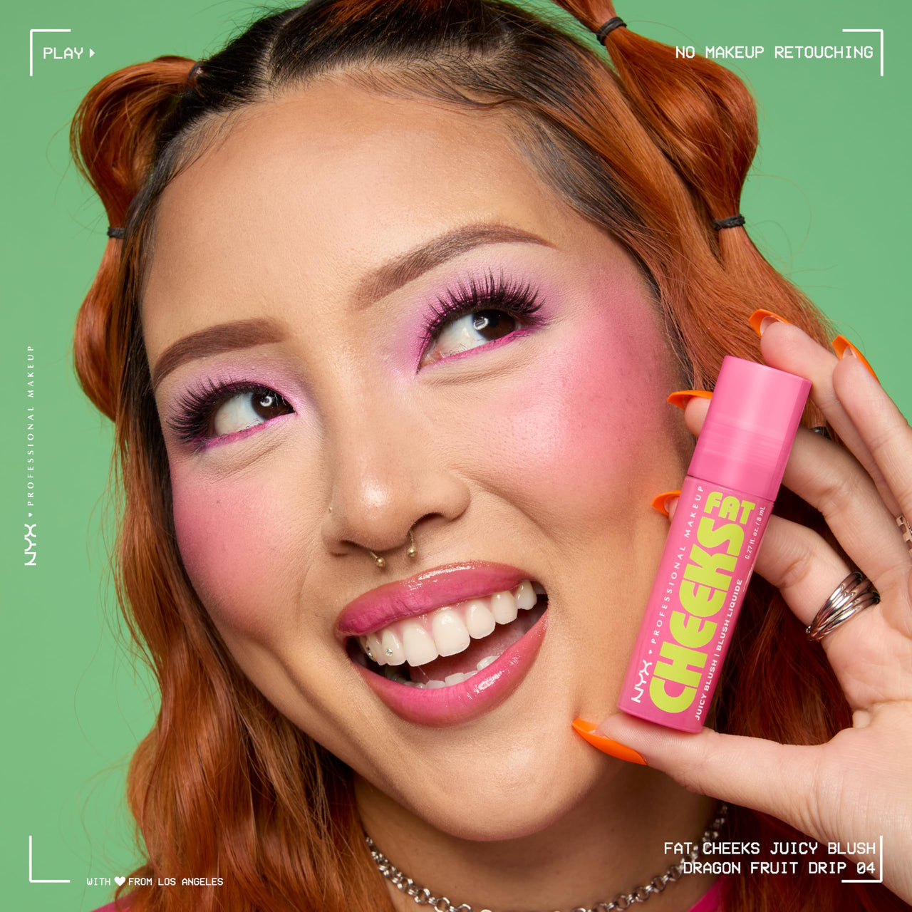 NYX PROFESSIONAL MAKEUP Fat Cheeks Liquid Blush, Buildable, Dewy Blush with Long-Lasting 12HR Wear - Dragon Fruit Drip (Pinky Coral)