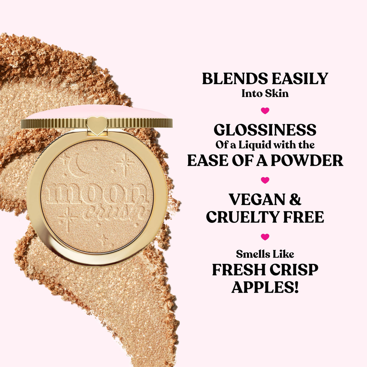 Too Faced Moon Crush Highlighter | Sheer, Powder, Glossy Glow, Highlighter Makeup 0.24 Ounce, Summer Moon