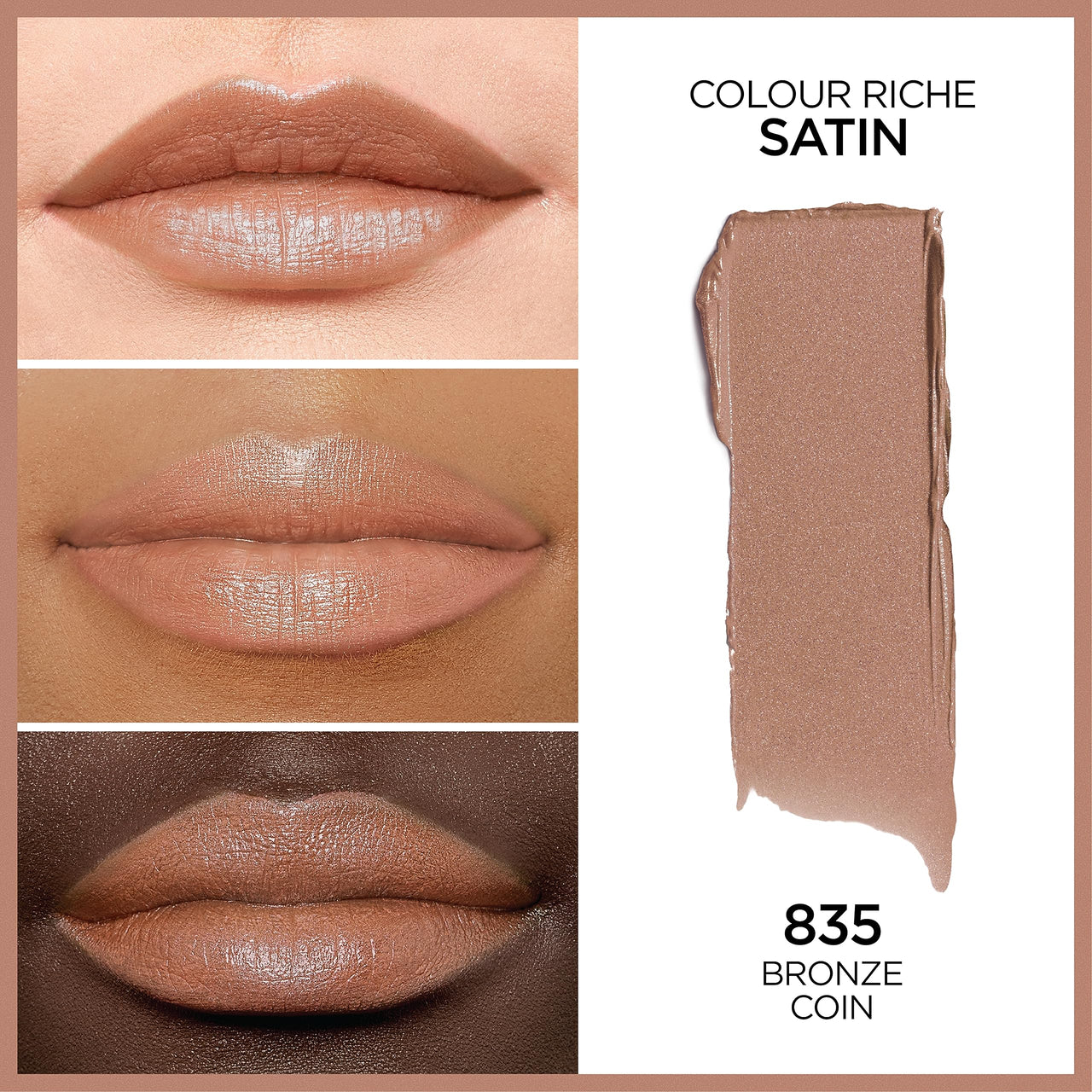 L’Oréal Paris Colour Riche Original Creamy, Hydrating Satin Lipstick with Argan Oil and Vitamin E, Bronze Coin , 1 Count