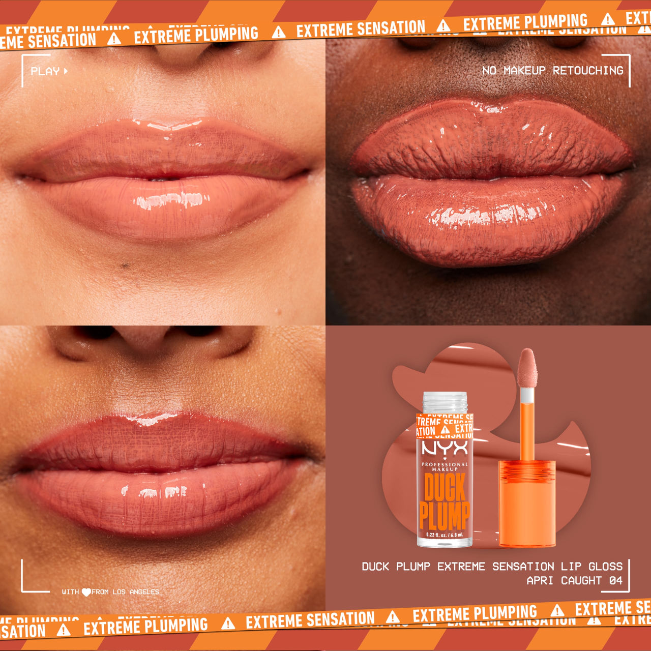 NYX PROFESSIONAL MAKEUP Duck Plump High Pigment Lip Gloss, Lip Plumper Gloss with Spicy Ginger - Apri-caught