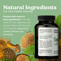 Thumbnail for Atlantic Naturals Sea Moss with Spirulina Superfood Capsules - Multivitamin Supplement Supports Healthy Iron and Immune Health, Alternative to Seamoss Gel and Powder - Irish Sea Moss Capsules (120 ct)