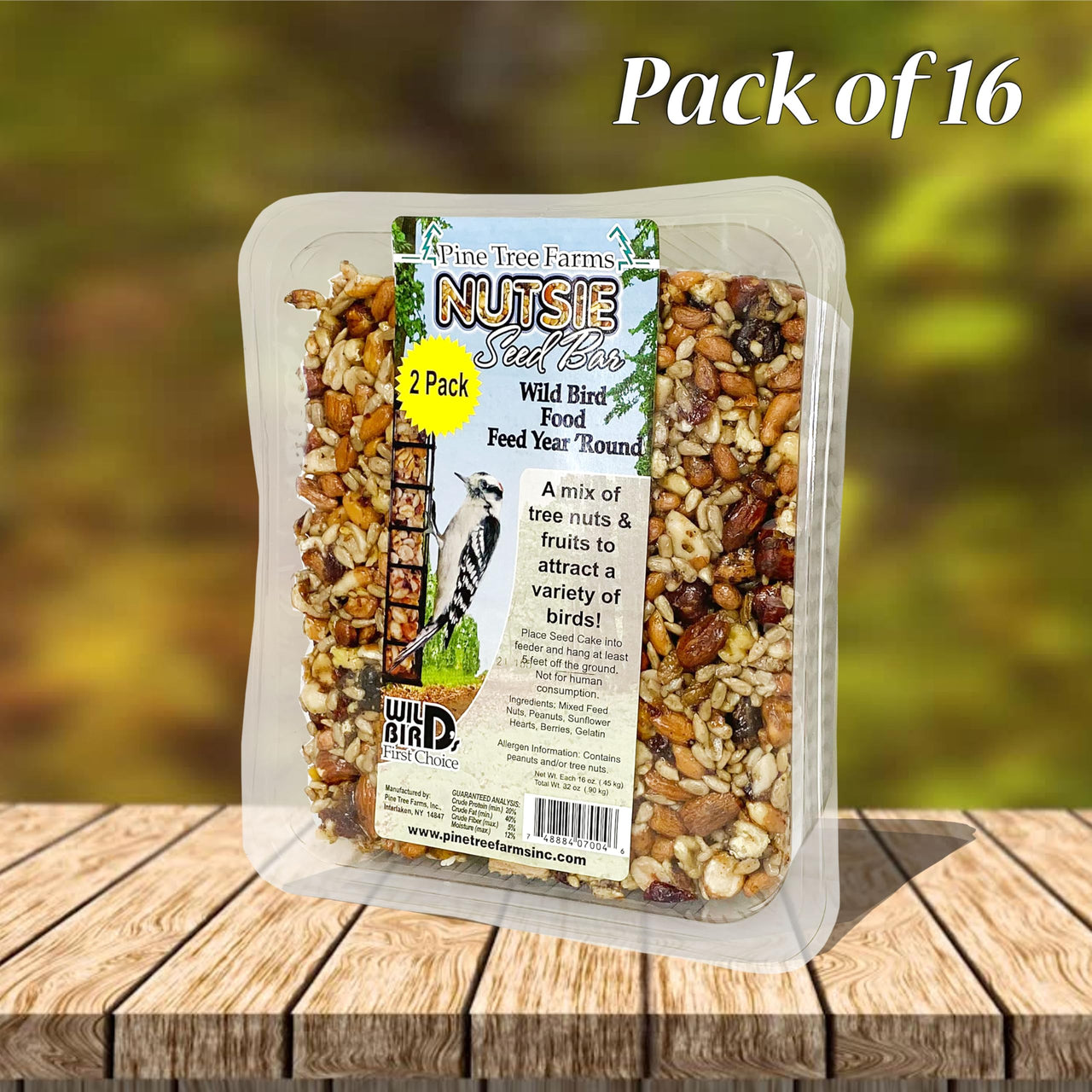 Pine Tree Farms Nutsie Seed Bars, 16 oz., Pack of 16