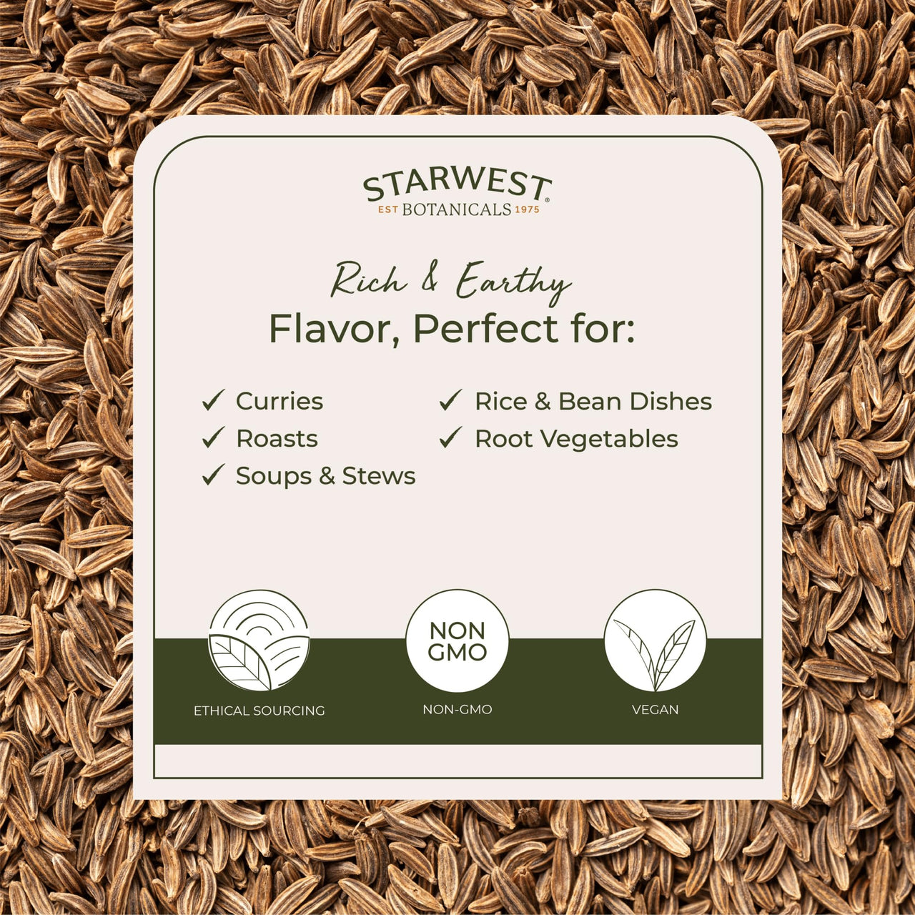 Starwest Botanicals Organic Cumin Seed, 1-pound Bag