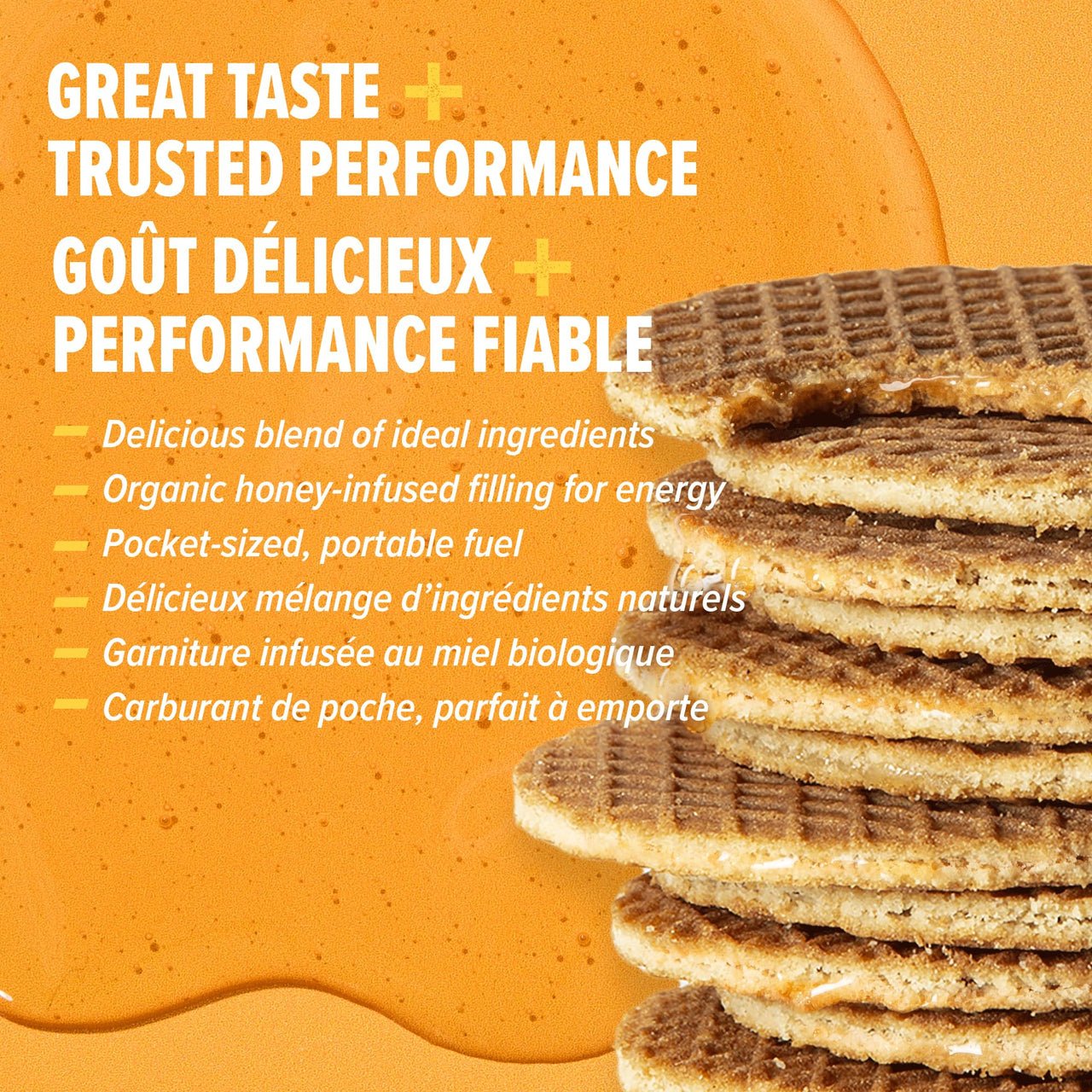 HONEY STINGER Organic Salted Caramel Waffles, 1.06 Ounce (Pack of 12)