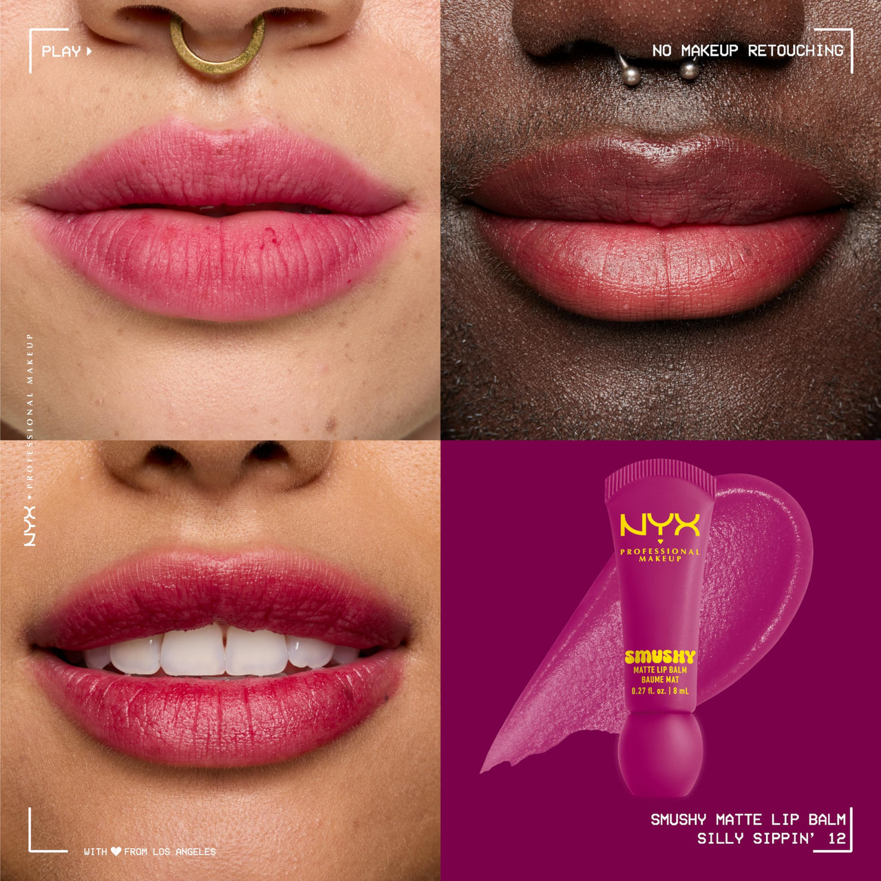 NYX PROFESSIONAL MAKEUP Smushy Matte Lip Balm, Tinted Lip Moisturizer with Soft, Matte Finish - Silly Sippin' (Deep Purple)