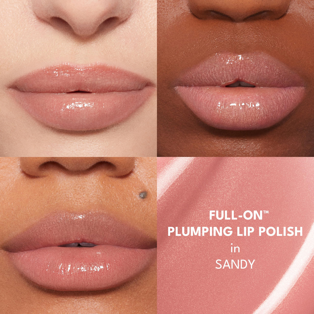 Buxom Full-On Plumping Lip Polish, Tinted Lip Plumper Gloss with Peptides & Vitamin E, High-Shine Lip Gloss that Nourishes, Vegan, AP Sandy (Nude Pink Shimmer)