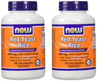 Thumbnail for NOW Foods 600mg Red Yeast Rice & 30mg Coq10, 120 caps (pack of 2)