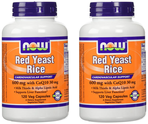 NOW Foods 600mg Red Yeast Rice & 30mg Coq10, 120 caps (pack of 2)