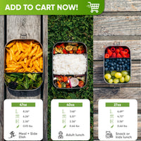 Thumbnail for Blockhütte Stainless Steel Lunch Box for Adults I 47oz I Bento Box 3 Compartments with free Sealing, Leak-Proof Container, Metal Lunchbox for Travel, Work, Eco-Friendly Meal Storage Solution