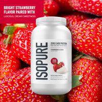 Thumbnail for Isopure Zero Carb 100% Pure Whey Isolate Protein Powder, Gluten Free, With Vitamins, Strawberries & Cream, 25g Protein Per Serving, 3 Lbs, 44 Servings (Packaging May Vary)