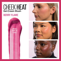 Thumbnail for Maybelline Cheek Heat Gel-Cream Blush Makeup, Lightweight, Breathable Feel, Sheer Flush Of Color, Natural-Looking, Dewy Finish, Oil-Free, Berry Flame, 1 Count
