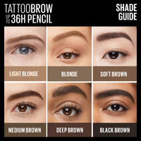 Thumbnail for Maybelline TattooStudio Waterproof Eyebrow Pencil, Sharpenable, Longwear, Long Lasting, Pigmented Eyebrow Pencil for Defined Brows, Black Brown, 1 Count