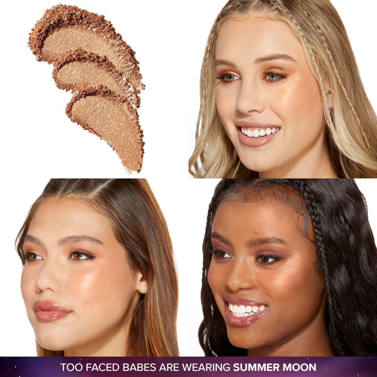 Too Faced Moon Crush Highlighter | Sheer, Powder, Glossy Glow, Highlighter Makeup 0.24 Ounce, Summer Moon