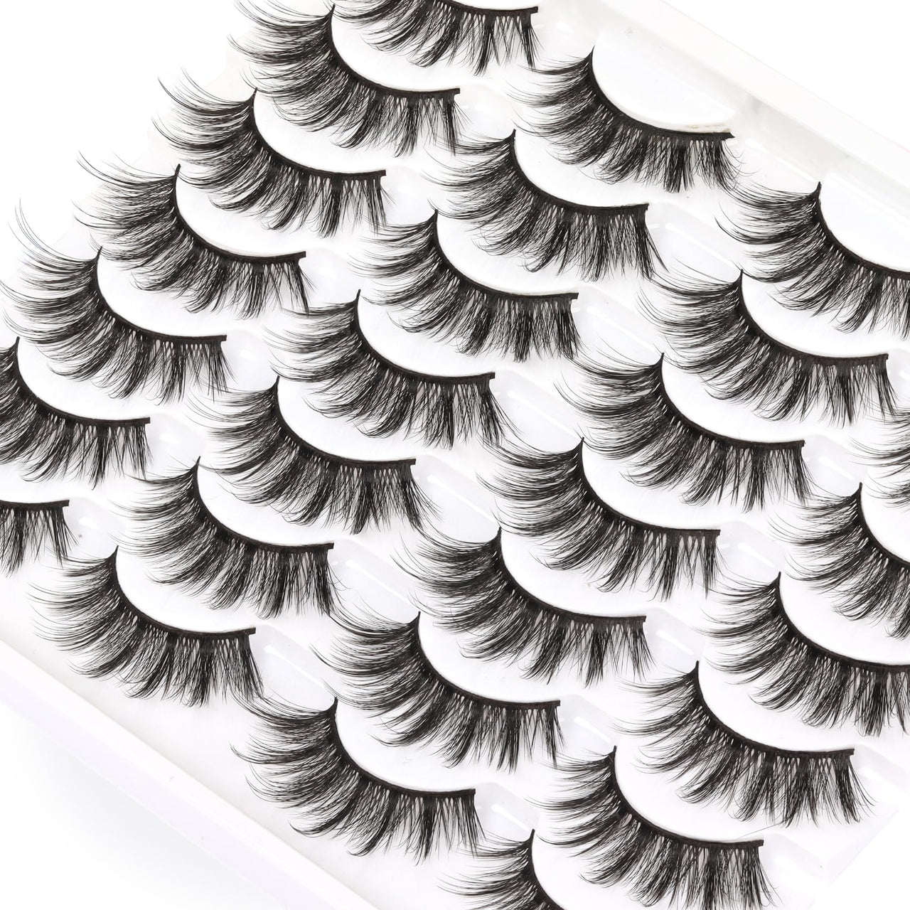 Losha Eyelashes Natural Look Faux Mink Lashes Pack Handmade Fluffy False Eyelashes 14 Pairs Cat Eye Lashes (54)