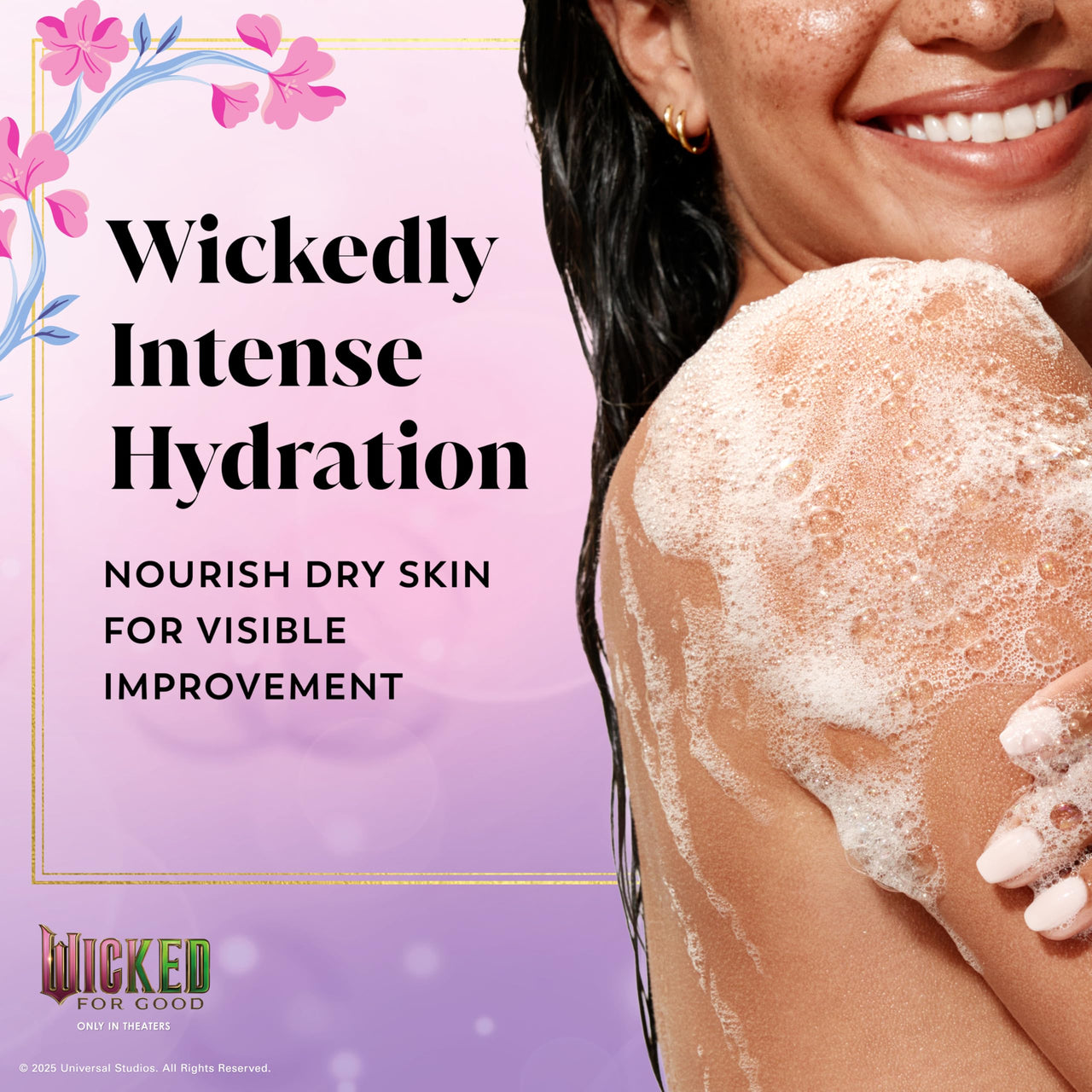 Olay Body Wash for Women, Couldn't Be Lovelier Glinda's Edition, Intensely Hydrating & Renewing, Pro-Hyaluronic Acid Serum with Vitamin B3, For All Skin Types, Raspberry & Bubbles Scent, 20 fl oz