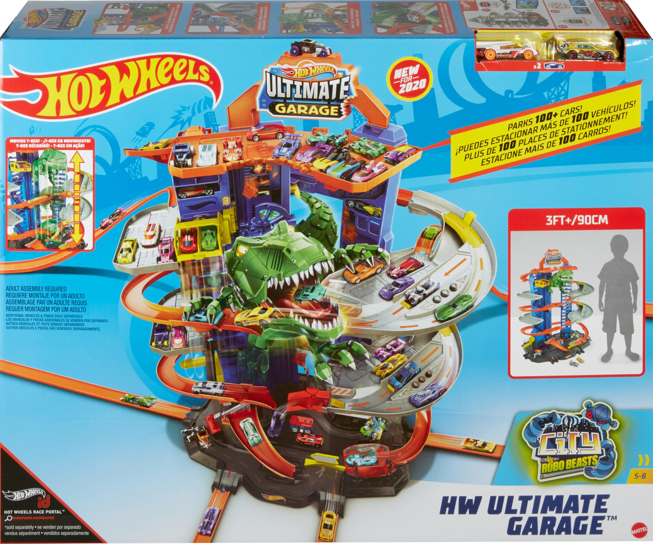 Hot Wheels Ultimate Garage Track Playset & 2 1:64 Scale Toy Cars