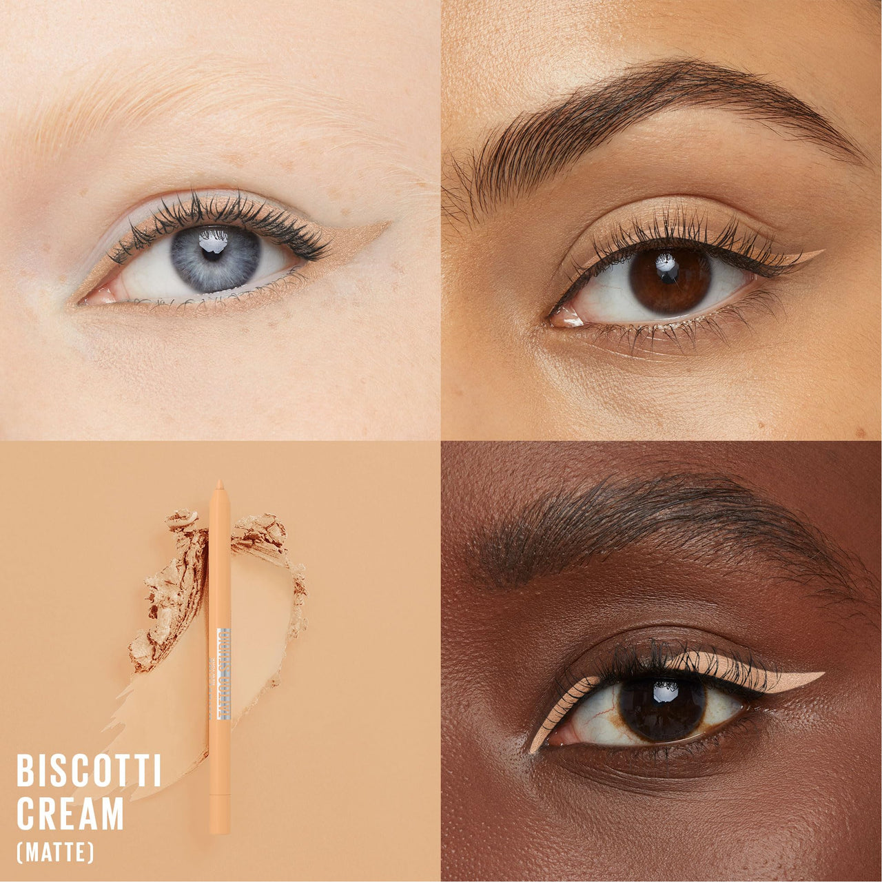 Maybelline Tattoo Studio Sharpenable Gel Pencil Waterproof Eyeliner, Long-Lasting Eyeliner With Smooth Gel Pigments For Up To 36HR Wear, Biscotti Cream, 1 Count