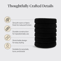 Thumbnail for Image 4 of Kitsch Elastic Hair Ties No Damage | Stretchable Hair Bands - Black, 6pcs