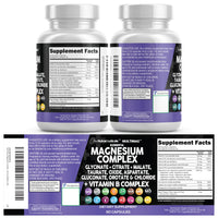 Thumbnail for Clean Nutraceuticals Magnesium Complex with Magnesium Glycinate Citrate Malate Oxide Taurate Aspartate Orotate & Mag Chloride, Zinc Copper Manganese & Vitamin C B1 B2 B6 B12 Complex - 1Pack