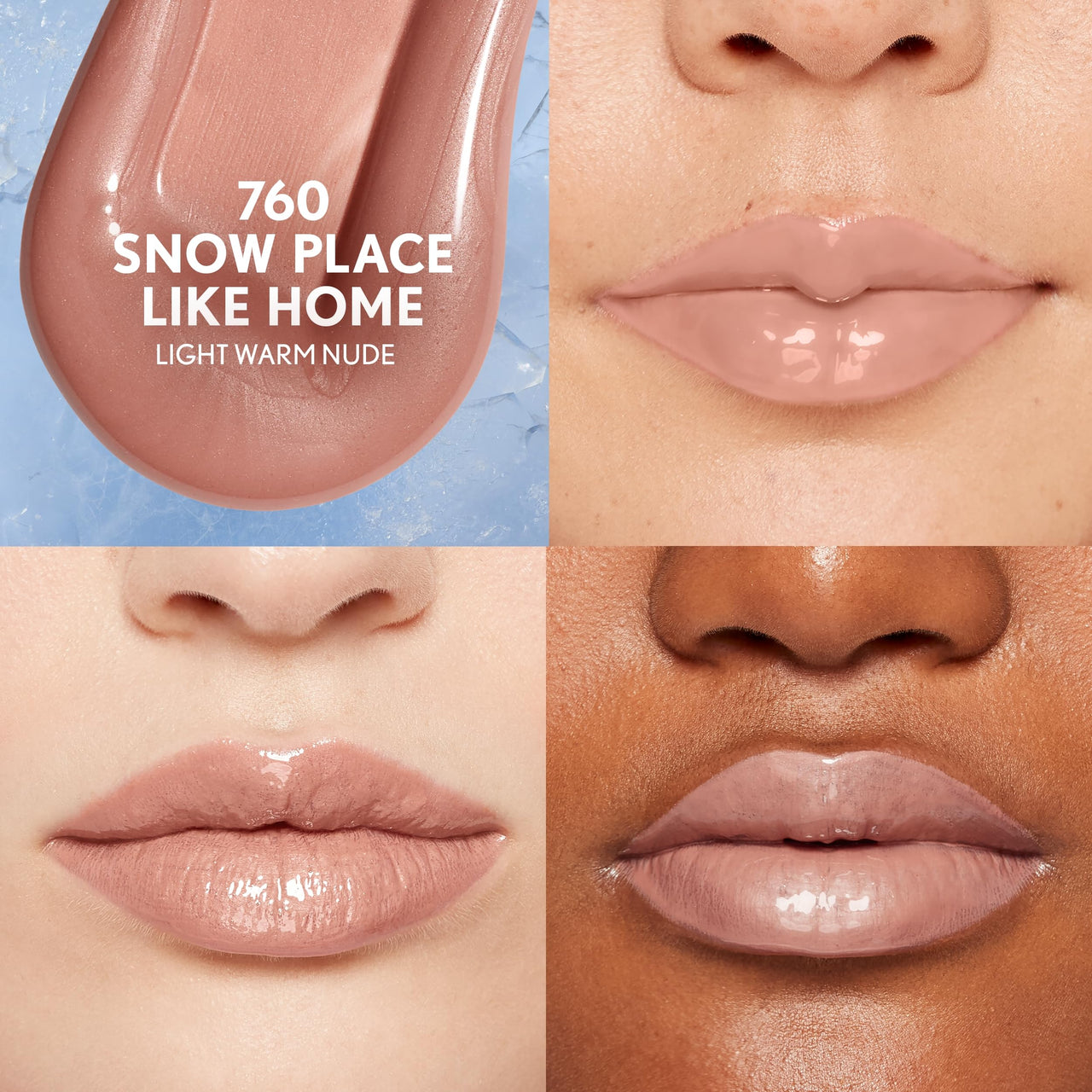 Covergirl Clean Fresh Yummy Plumper Lip Gloss, 760 Snow Place Like Home, Shiny, Vegan Formula, Easy to Apply, Minty Flavor, 0.33oz