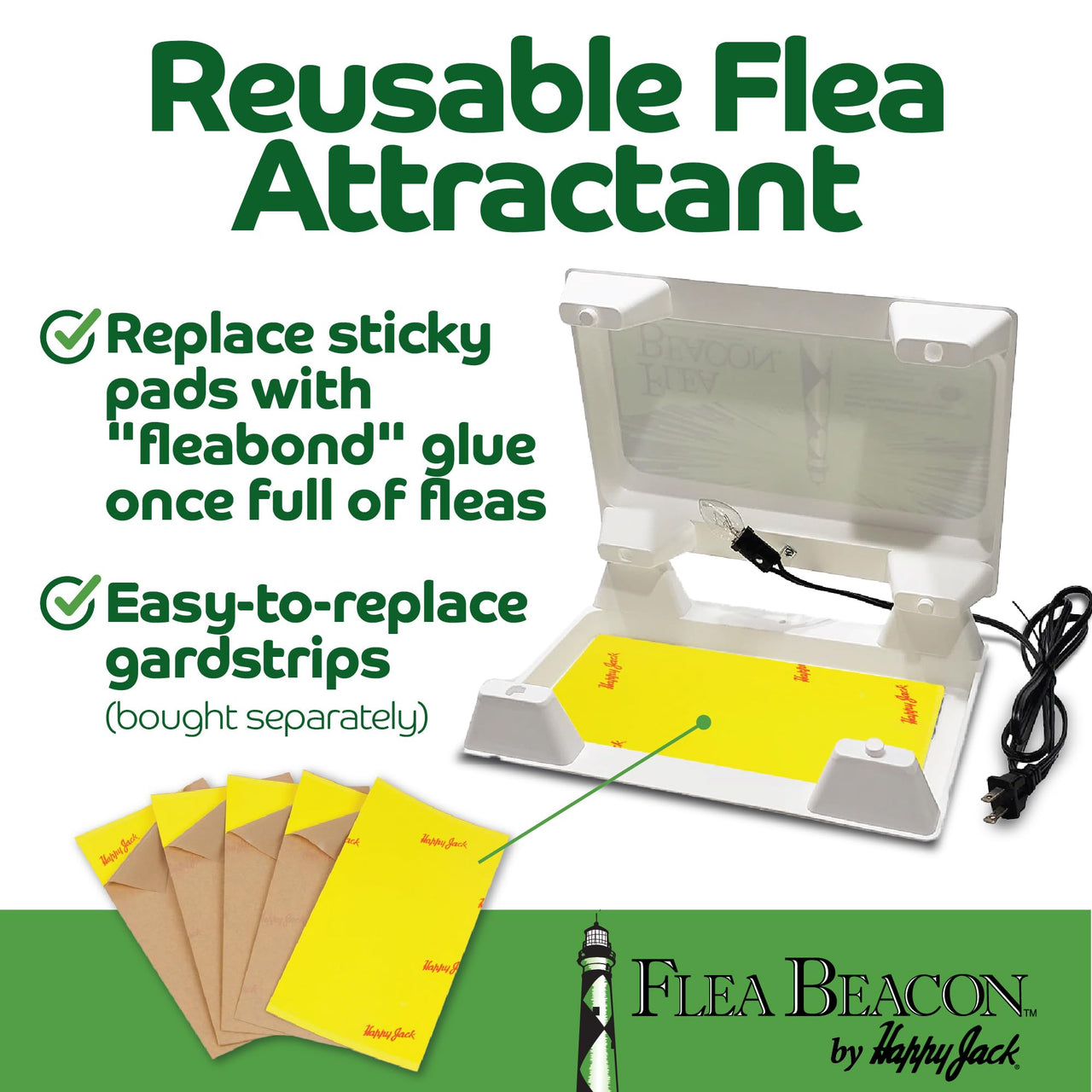 Happy Jack Flea Beacon Kill Fleas in House, Attracts, Traps Indoor Bugs, Breaks Breeding Cycle Before Adults Lay Eggs, Safe, Fast, & Clean Way to Get Rid of Indoor Pests, Made in USA