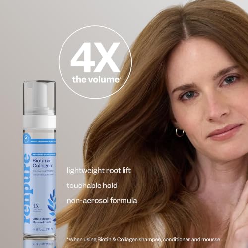 Image 2 of RENPURE Biotin & Collagen Thickening Volume Mousse for Fine/Limp Hair, 8oz