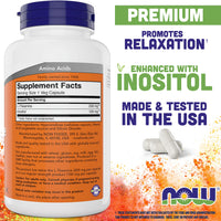 Thumbnail for NOW Foods L-Theanine, Double Strength 200 mg Per Cap - 180 Veg Capsules - Enhanced with 100mg Inositol - Vegetarian, Non-GMO - Ltheanine 200mg Supplement