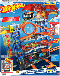 Thumbnail for Hot Wheels City Ultimate Garage Track Set with 2 Die-Cast Toy Cars & Car-Eating Dragon, Stores 50+ Vehicles, 4 Levels