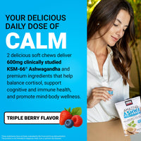 Thumbnail for Force Factor Amazing Ashwa for Stress Relief, Memory, Focus, and Immune Support Health, Ashwaganda Supplement with KSM-66 Ashwagandha for Stress, 60 Soft Chews