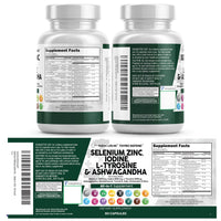 Thumbnail for Clean Nutra Selenium 300mcg Iodine 500mcg Thyroid Support for Women & Men | L Tyrosine 500mg Ashwagandha Supplement Bladderwrack, Turmeric, Kelp, Schisandra Zinc Pills Capsule Supplements