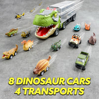 Thumbnail for JOYIN 13 in 1 Dinosaur Toys for Kids 3-5, Transport Dinosaur Carrier Truck with 12 Pull Back Cars, Toddler Toys 3-4， Birthday Gifts for 3 4 5+ Year Old Boys