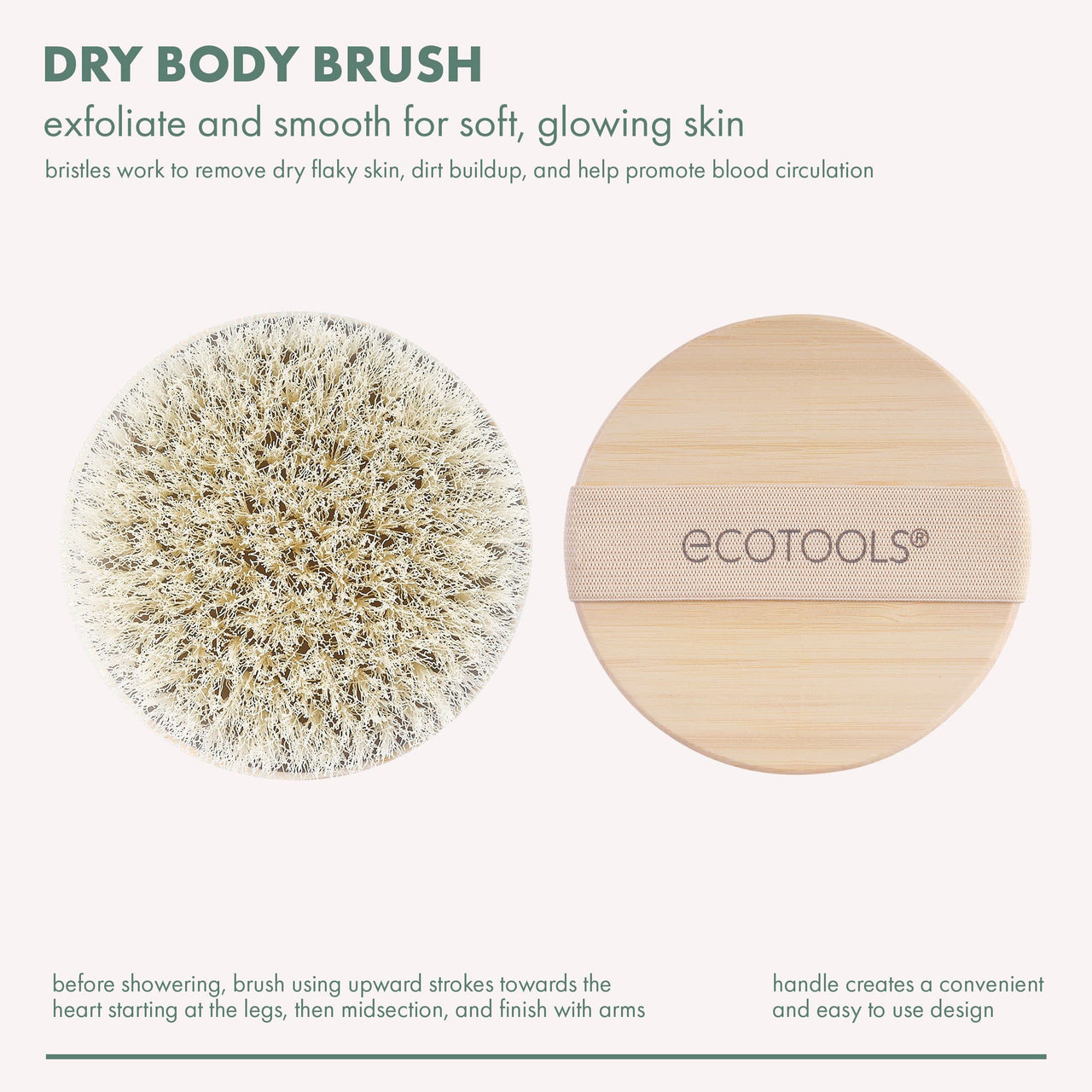 EcoTools Dry Body Brush, Dry Brushing Body Brush for Smooth Skin, Exfoliating Brush Removes Dry Skin, Easy-to-Use Handle, Eco-Friendly Dry Brush, Synthetic Cruelty-Free Bristles, 1 Count