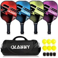 Thumbnail for OLANNY Pickleball Paddles Set of 4 Pickleball Rackets Graphite Pickleball Set Polymer Honeycomb CoreLightweight Pickleball Set Includes 4 Pickleball Paddles + 4 Balls + 1 Pickleball Bag