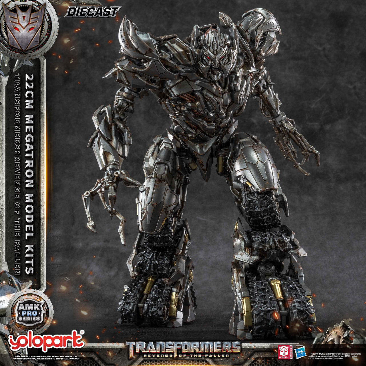 YOLOPARK Megatron Transformers Toys Revenge of the Fallen Action Figure - Diecast Version,AMK PRO Series 8.66 Inch Highly Articulated Transformers Model Kit for Ages 15 and Up,No Converting