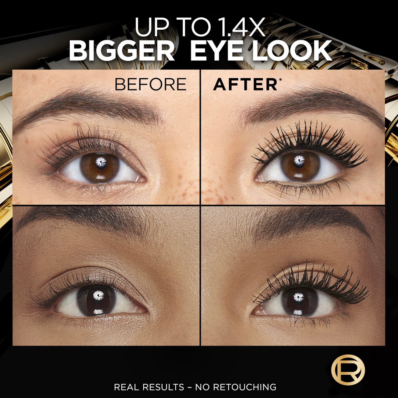L'Oreal Paris Voluminous Panorama Mascara, Volumizing and Lengthening Mascara, Washable Longwear and Smudge Resistant Make Up, Blackest Black, 0.33 Fl Oz