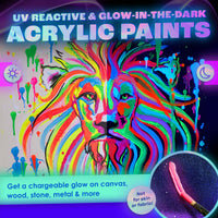 Thumbnail for neon nights 2-IN-1 Glow In The Dark Acrylic Paint Set Glows in the Dark & under UV Blacklight - Set of 8 Self-Luminous Neon Paints for Halloween - German Premium Quality - 8 x 20 ml /