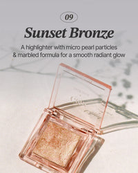 Thumbnail for Glint Marble Highlighter (Sunset Bronze, 0.08oz) - Korean Makeup. Inspired Baked for Smooth, Radiant Glow, Long-Lasting Wear. Enriched with Micro Pearl Particles